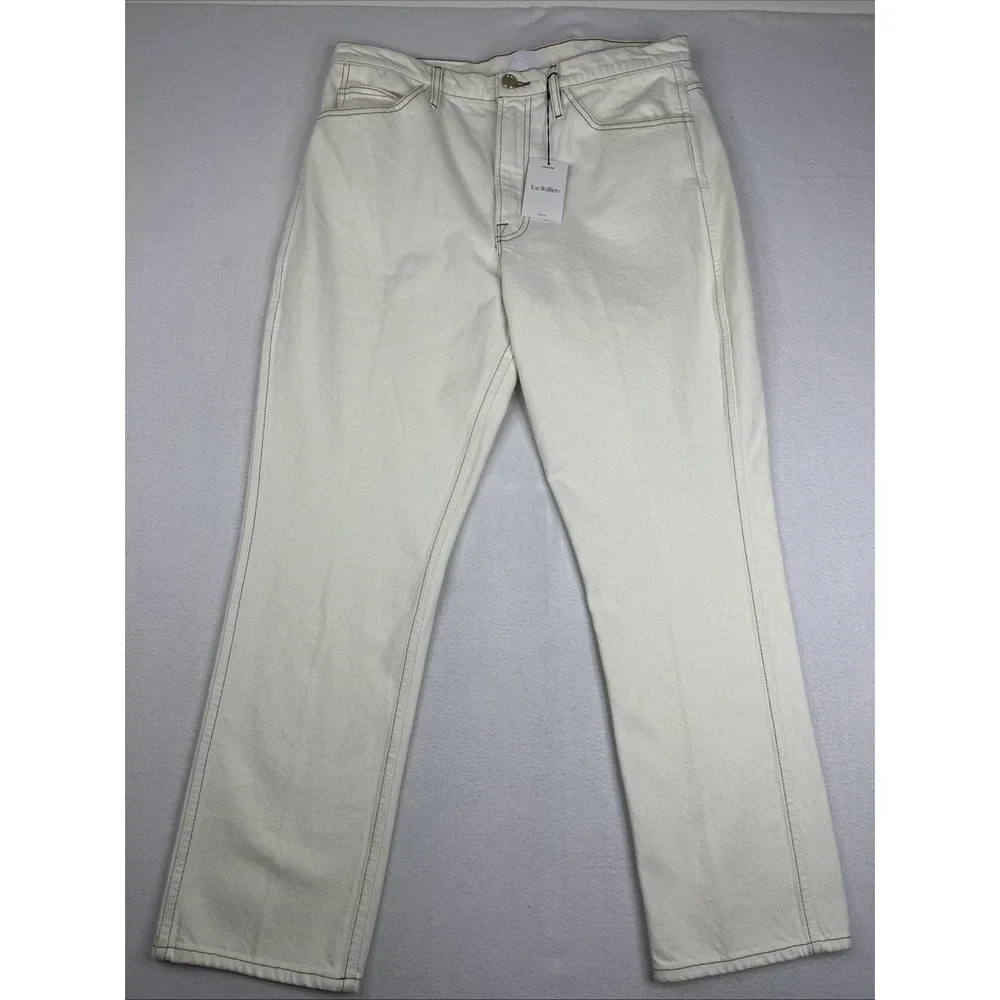 FRAME Le Italien Straight Fit Cotton Jeans Ivory Womens 32 Made in Italy NEW